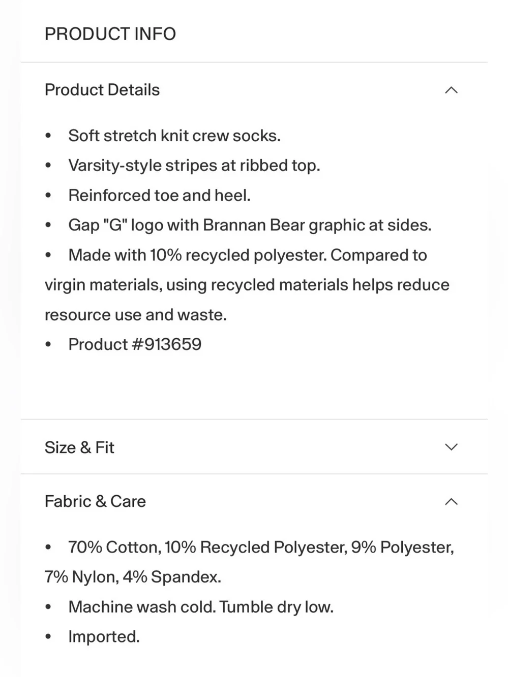 babyGap Baby & Toddler Brannan Bear Varsity Crew Socks (2-Pack)